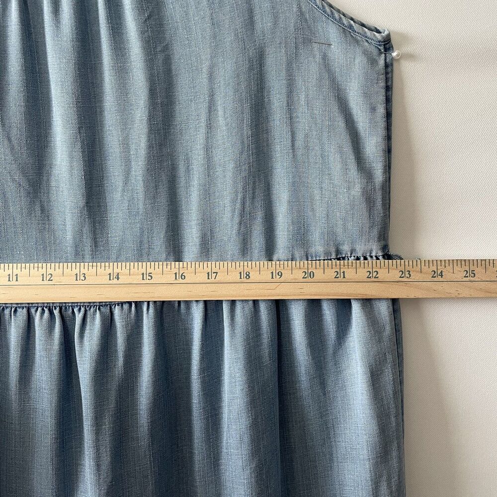 LOFT Tiered Dress Sleeveless Blue Chambray Women's Size L - Picture 6 of 11